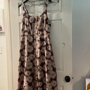 MELLODAY Floral Brown and Cream Dress